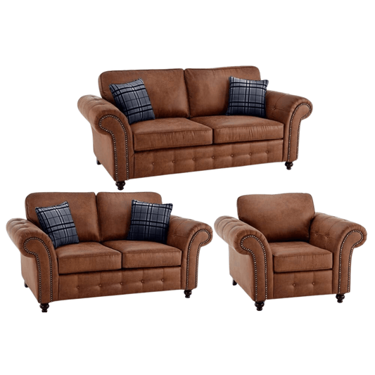 Oakland Tan Suede 3+2+1 Seater Sofa Set - Furniture Instore