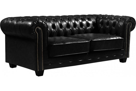 Chesterfield Black Leather Antique 3+2+1 Seater Sofa Set - Furniture Instore