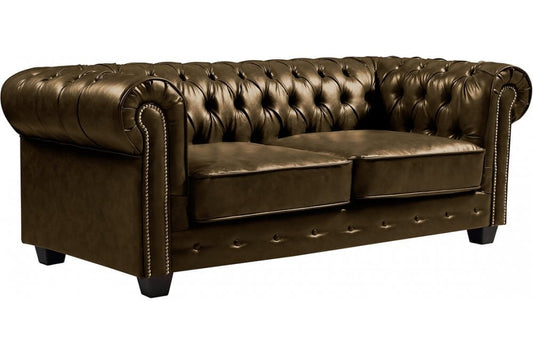 Chesterfield Brown Leather Antique 3+2+1 Seater Sofa Set - Furniture Instore