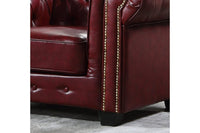 Chesterfield Red Leather Antique Armchair - Furniture Instore