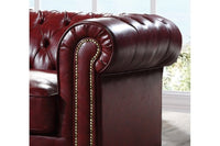 Chesterfield Red Leather Antique 2 Seater Sofa - Furniture Instore