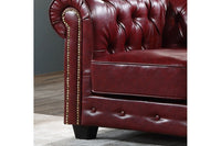 Chesterfield Red Leather Antique 2 Seater Sofa - Furniture Instore