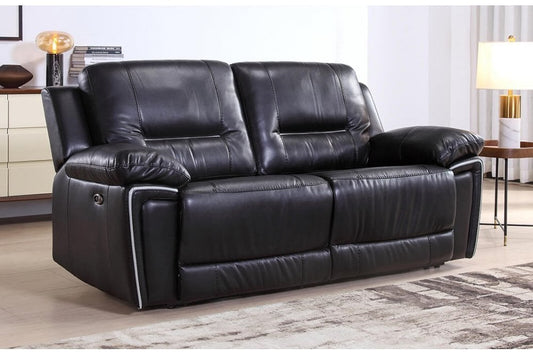 Henry Black Leather Electric Recliner 3 Seater Sofa - Furniture Instore