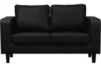 Box Black Leather 2 Seater Sofa - Furniture Instore
