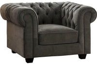 Chesterfield Grey Fabric Armchair - Furniture Instore