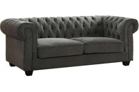 Chesterfield Grey Fabric 3 Seater Sofa - Furniture Instore