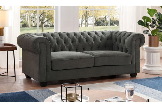 Chesterfield Grey Fabric 3+2+1 Seater Sofa Set - Furniture Instore
