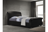 Rogazo Black Leather Double Bed - Furniture Instore