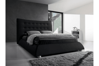 Horace Black Leather Double Bed - Furniture Instore