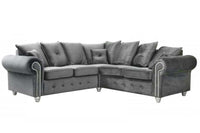 Olympia Grey Fabric Velvet Corner Sofa - Furniture Instore