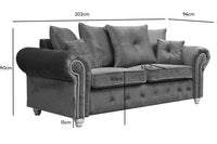 Olympia Grey Fabric Velvet 3 Seater Sofa - Furniture Instore