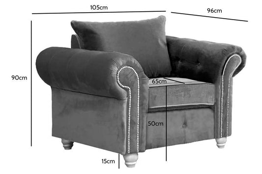 Olympia Grey Fabric Velvet Armchair - Furniture Instore