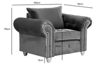 Olympia Grey Fabric Velvet Armchair - Furniture Instore