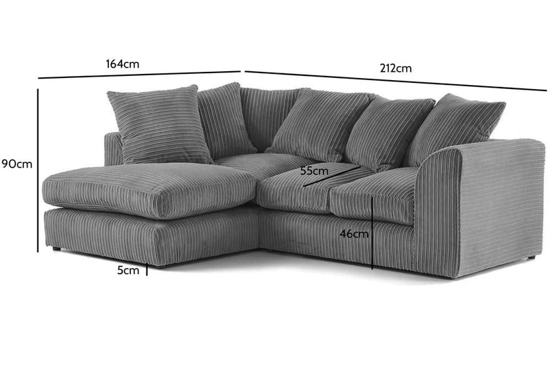 Byron Grey Fabric LHC Corner Sofa - Furniture Instore