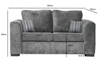 Nancy Grey Fabric 2 Seater Sofa - Furniture Instore