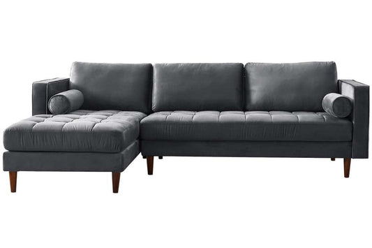 Scott Grey Velvet Corner Sofa LHC - Furniture Instore