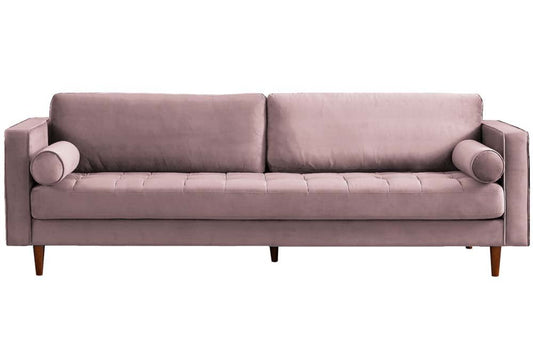 Scott Dusty Rose Velvet 4 Seater Sofa - Furniture Instore