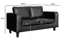 Box Black Leather 2 Seater Sofa - Furniture Instore