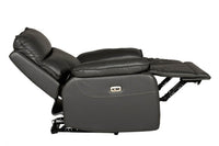 Turin Genuine Leather Grey Electric Power Recliner Armchair - Furniture Instore
