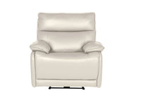 Turin Genuine Leather Chalk Electric Power Recliner Armchair - Furniture Instore