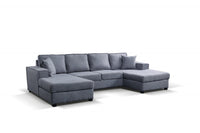 Brixton Grey Fabric U Shape Corner Bed With Storage - Furniture Instore