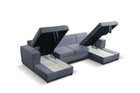 Brixton Grey Fabric U Shape Corner Bed With Storage - Furniture Instore