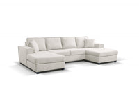 Brixton Cream Fabric U Shape Corner Bed With Storage - Furniture Instore