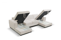 Brixton Cream Fabric U Shape Corner Bed With Storage - Furniture Instore