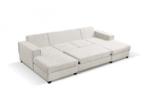 Brixton Cream Fabric U Shape Corner Bed With Storage - Furniture Instore