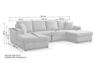 Brixton Cream Fabric U Shape Corner Bed With Storage - Furniture Instore