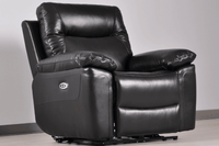 Amarien Genuine Leather Black Electric Power Recliner Armchair - Furniture Instore