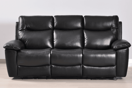 Amarien Genuine Leather Black Electric Power Recliner 3 Seater - Furniture Instore