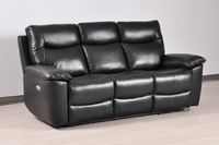 Amarien Genuine Leather Black Electric Power Recliner 3 Seater - Furniture Instore