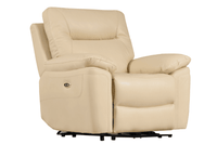 Amarien Genuine Leather Cream Electric Power Recliner Armchair - Furniture Instore