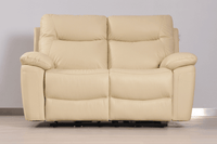 Amarien Genuine Leather Cream Electric Power Recliner 2 Seater - Furniture Instore