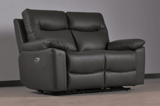 Amarien Genuine Leather Grey Electric Power Recliner 2 Seater - Furniture Instore