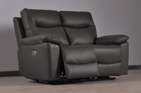 Amarien Genuine Leather Grey Electric Power Recliner 2 Seater - Furniture Instore