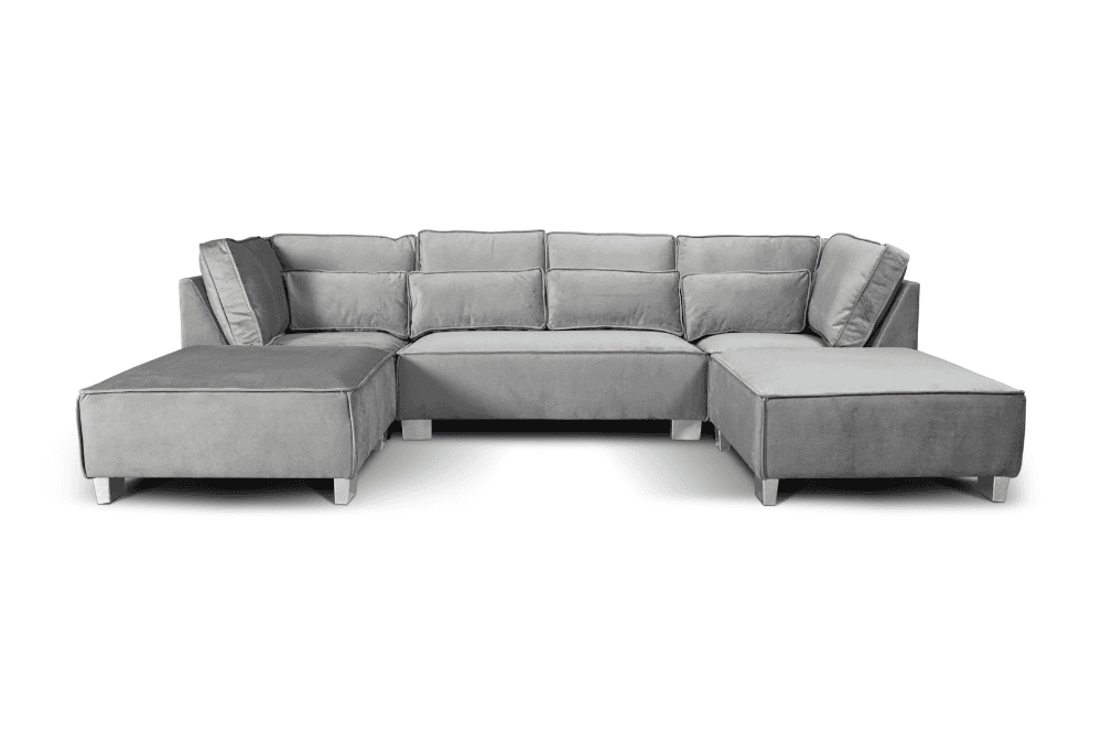 Sloane U Shape Grey Velvet Corner Sofa - Furniture Instore