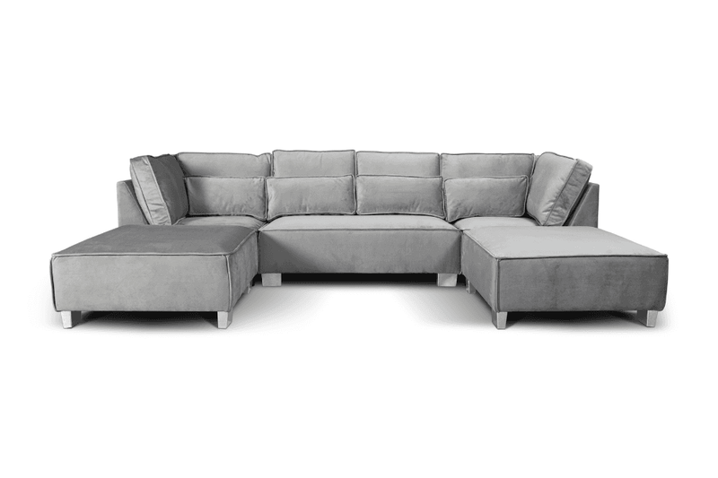 Sloane U Shape Grey Velvet Corner Sofa - Furniture Instore