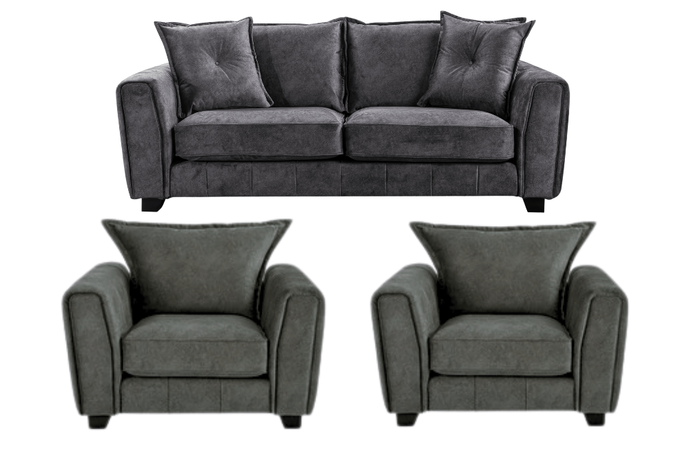 Somerford Grey Fabric 3+1+1 Seater Sofa Set - Furniture Instore