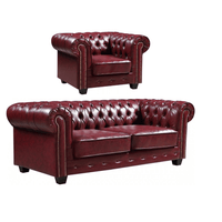 Chesterfield Red Leather Antique 3+1 Seater Sofa Set - Furniture Instore