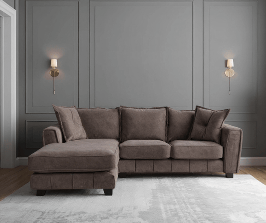 Somerford Left Hand Fabric Corner Chaise - Chocolate - Furniture Instore