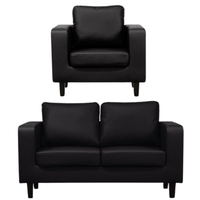 Box Black Leather 2+1 Seater Sofa Set - Furniture Instore