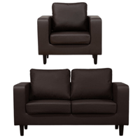 Box Brown Leather 2+1 Seater Sofa Set - Furniture Instore