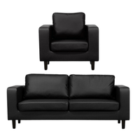 Box Black Leather 3+1 Seater Sofa Set - Furniture Instore