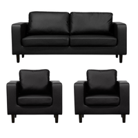 Box Black Leather 3+1+1 Seater Sofa Set - Furniture Instore