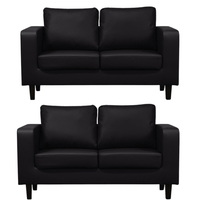 Box Black Leather 2+2 Seater Sofa Set - Furniture Instore