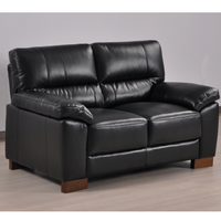 Dalmore Black 2 Seater – angled view of a black two-seater sofa in a contemporary living room setting.