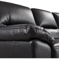 Dalmore Black 3 Seater – close-up shot of black three-seater sofa showcasing upholstery and craftsmanship.