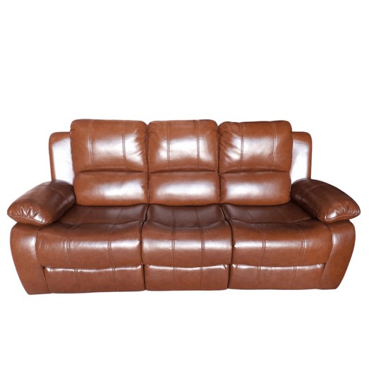 Outlet Valencia Tan Leather Manual Recliner 3+2 Seater Sofa - Furniture Instore